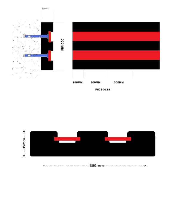 Double Red Strip Rubber Wall Guard